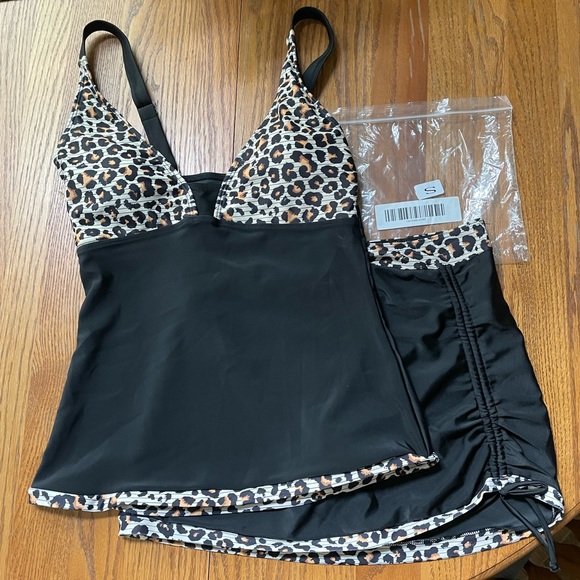 NWT Sz S. Sexy Leopard Splicing Cami Tankini - Picture 3 of 5